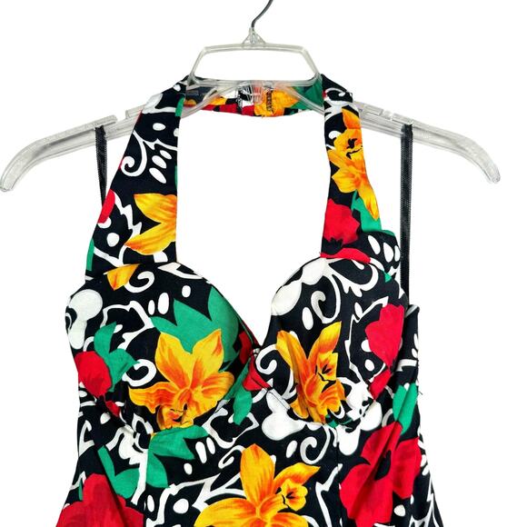 VTG 90s DBA-LA Floral Halter Dress 7 - Picture 2 of 12
